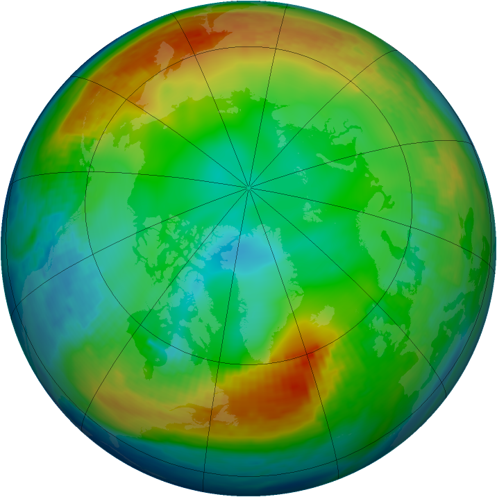 Arctic ozone map for 20 December 1985